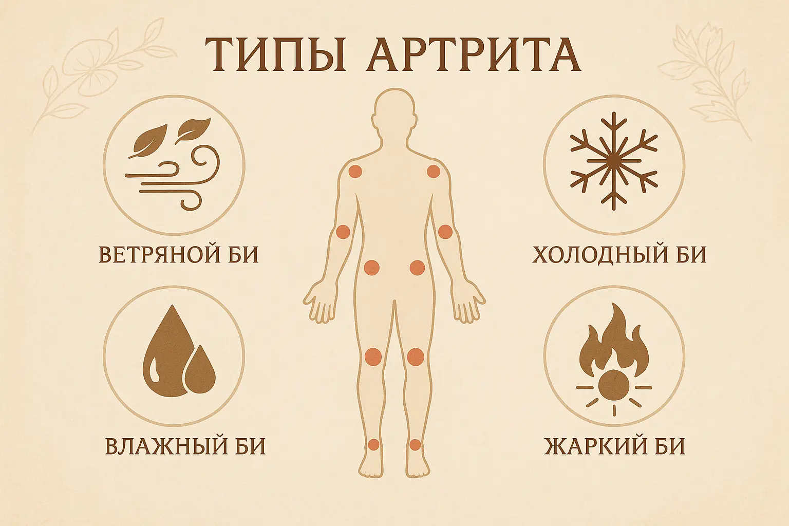 Типы артрита в китайской медицине: ветряной, холодный, влажный и жаркий Би