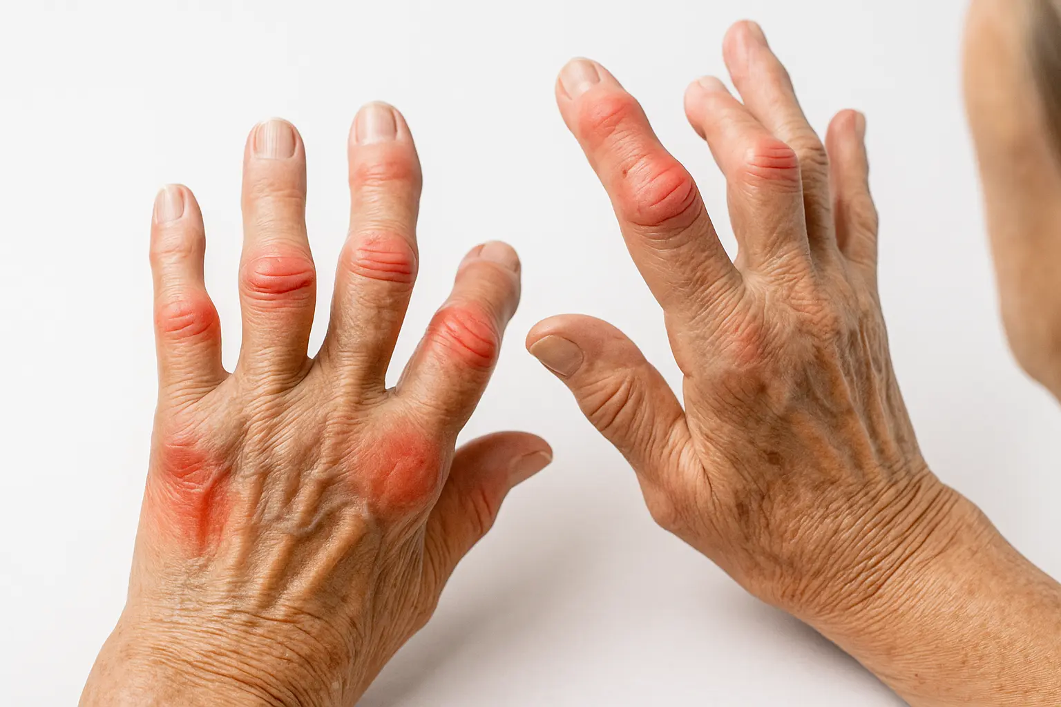 Выраженные деформации и воспаление суставов рук при ревматоидном артрите
