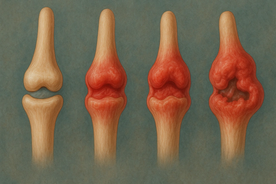 Стадии ревматоидного артрита - изменения суставов от начальной до поздней