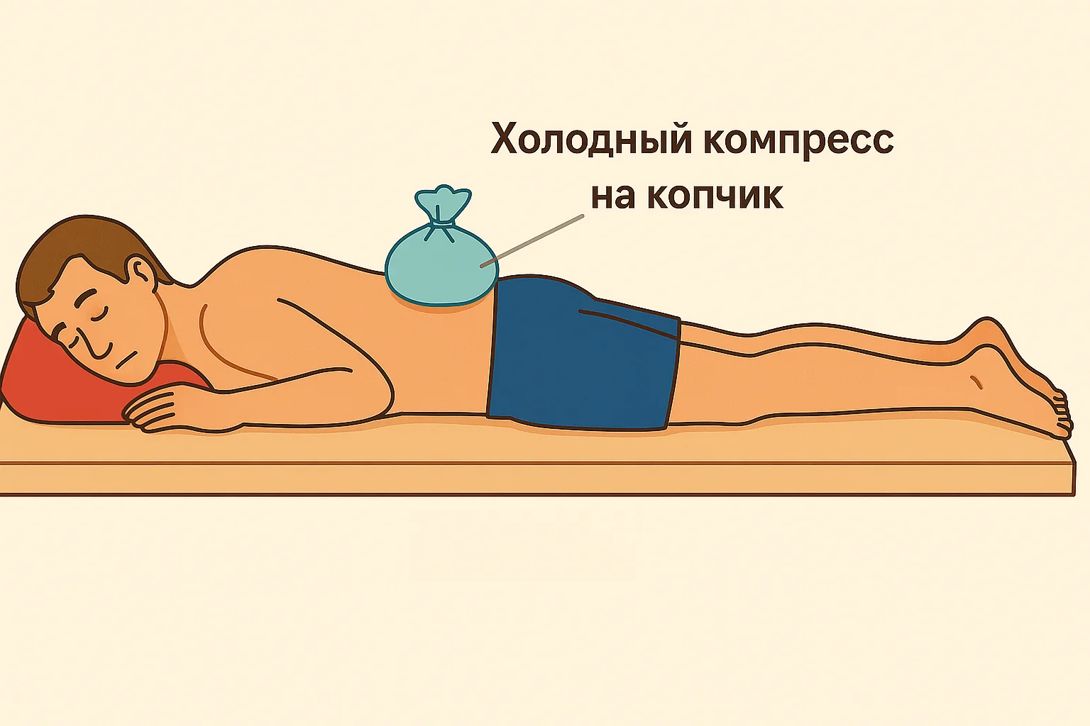 Положение лёжа с прикладыванием компресса